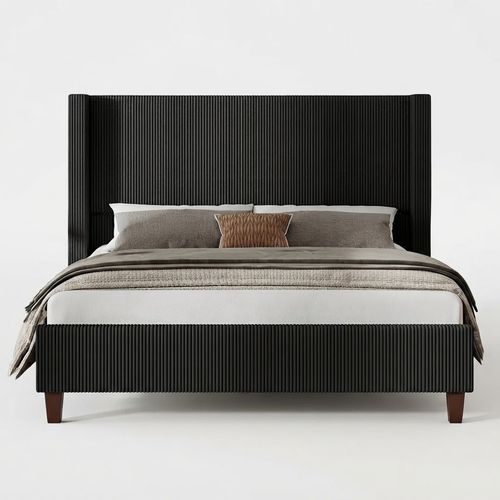 YUMPIE King Corduroy Platform Bed Frame