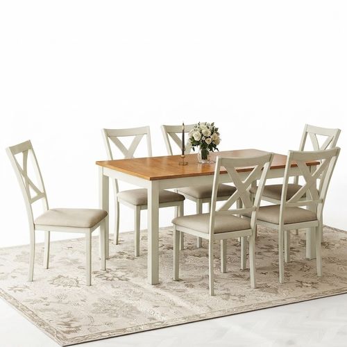 YUMPIE 7-Piece Farmhouse Dining Table Set
