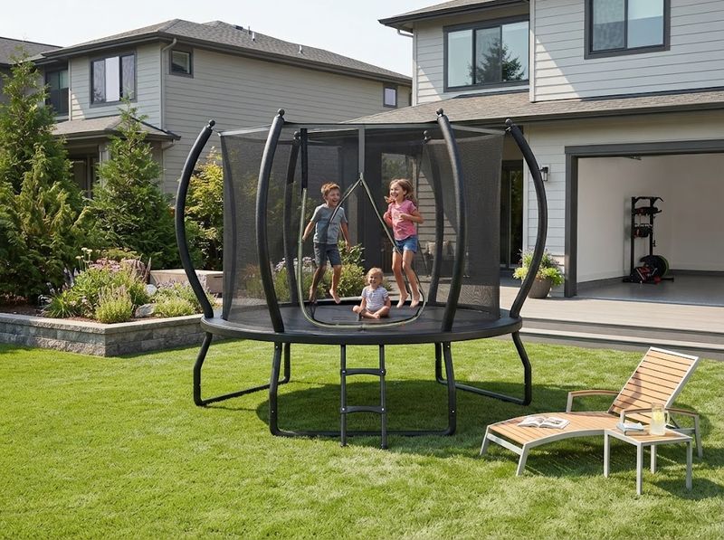 YUMPIE Outdoor Trampoline with Net and Ladder